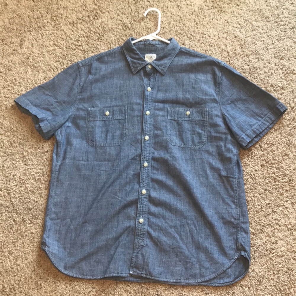 J. Crew Chambray Short Sleeve Shirt Large